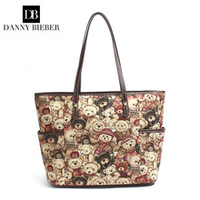 DANNY BIEBER Bears Canvas Tote Bags Female Shopping Bags Large Capacity Women Canvas Beach Bags Casual Tote sac bolsas femininas 2024 - buy cheap