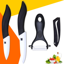XYj Brand ceramic knife 3 inch paring 4 inch utility knife and one sharp white + black peeler kitchen knives three-piece set 2024 - buy cheap