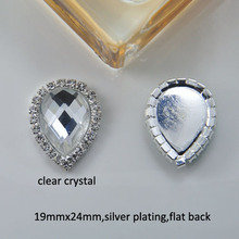 (M0997) 19mmx24mm rhinestone embellishment ,waterdrop shape,silver plating, five style 2024 - buy cheap
