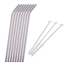 Reusable Metal Drinking Straws Sturdy Bent Straight Drinks Straw with Cleaner Brush Wedding Party Drinking Accessories 2024 - buy cheap
