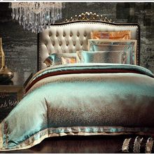 4pcs Green Jacquard Cotton Satin Bedding Set King Queen Luxury Quilt/Duvet Cover Bed Sheet Pillowcases Bedclothes Home Textile 2024 - buy cheap