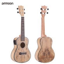 Ammoon-ukulele deadwood, ukelele havaiana, guitarra com eq, capa de boneco, brims de osso de boi, material raro, 24 polegadas 2024 - compre barato