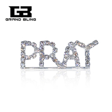 Bling Rhinestone "PRAY" Word Brooch  Pin for Devout Christians 2024 - buy cheap