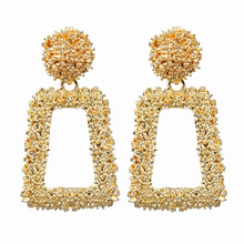 Trendy ZA Elegant Brand Metal Scrub Drop Earrings For Woman Big String Statement Dangle Earrings Wedding Jewelry Party Hot 2024 - buy cheap