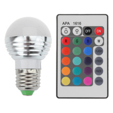 3 Вт RGB E27 16 видов цветов Светодиодная лампа прожектор 85-265 в + ИК пульт дистанционного управления Бесплатная доставка 2024 - купить недорого