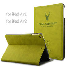 Кожаный чехол в стиле оленя для iPad Air1 Air2, Роскошный чехол с откидной крышкой и подставкой, защитный чехол для iPad Air 1 2 2024 - купить недорого