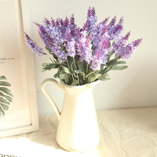 Искусственный цветок, искусственный букет фиолетовой лаванды с зелеными листьями для украшения свадьбы, домашвечерние, 10 головок 2024 - купить недорого