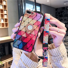 Luxury Checks Gold Foil W/Holder Strap Phone Case For iPhone11 12Pro Xsmax 7/8plus 6s XR SE2020 Back Cover Body Skin Protection 2024 - buy cheap