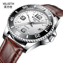 Marca de moda luxo wlisth quartzo calendário digital masculino casual homem relógio preto aço inoxidável & couro resistente à água 2024 - compre barato