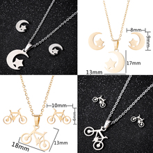 Stainless Steel Jewelry Sets Gold Star Moon Star Pendent Bike Necklaces Earrings Long Choker Women Necklaces Christmas Gifts 2024 - buy cheap