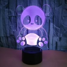 Новая панда 3d лампа светодиодная лампа 7 цветов Изменение 3d ночник Veilleuse Enfant Подарочная лампа детская комната светодиодные светильники 2024 - купить недорого
