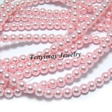 Venta al por mayor 5 hebras 85 cm/hebra 6mm perlas de vidrio Rosa perlas sueltas envío gratis 2024 - compra barato