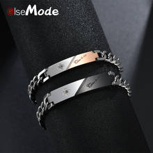 ELSEMODE  CZ Stone Charms Flower Couple Bracelets for Lovers Female Men 316L Stainless Steel Rose Gold Bracelet Jewelry Gifts 2024 - buy cheap