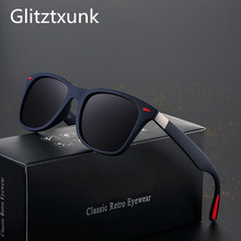 Óculos de sol com lente polarizada glitztxpedaço, óculos escuros com armação quadrada preta para homens e mulheres, proteção uv400 2024 - compre barato