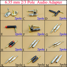 Metal 90 Degree Right Angle 6.35 mm 2 POLE 3 Pole Stereo Jack Plug 6.35mm Guitar Phono Pancake 1/4 Inch Connector Audio Adapter 2024 - buy cheap