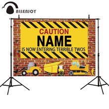 Allenjoy красная кирпичная стена предупреждающий знак рамка пользовательский мультфильм Улица желтый машина автомобиль мода фото фон для фотосъемки 2024 - купить недорого