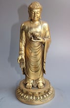 Beautifully Carved China Tibet Standing Shakyamuni Buddha Bronze Statue 2024 - buy cheap