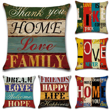 Vintage Mediterranean Hand-Painted Letters 45*45cm Cushion Cover Linen Throw Pillow Car Home Decoration Decorative Pillowcase 2024 - buy cheap