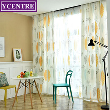 Ycentre-cortina escurecida moderna com estampa de folhas, cortina com bloqueio de ruídos para o quarto, sala de estar, cortinas com painel 2024 - compre barato