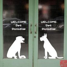 Pet beleza de porta de vidro decoração Pet shop janela grades porta de vidro adesivo applique decalque 2024 - compre barato