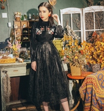 Autumn Court Vintage Embroidered Dress Long Sleeve French Tens Girls Gothic Hepburn Black Temperament Women Party Dresses 2024 - buy cheap