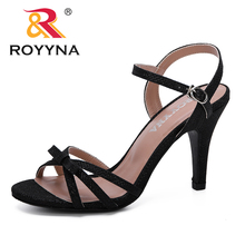 ROYYNA 2019 New Women Sandals Fashion Gladiator Sandals Summer Shoes Female High Heels Sandals Rome Style Cross Tied Sandals 2024 - buy cheap