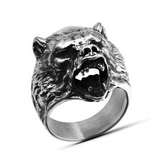 Anel masculino de aço inoxidável 316l, anel de festa punk e do urso polar, joias da moda para homens, anéis de atacado 2024 - compre barato
