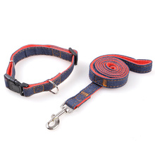Pet Dog 4 Colors Jean Cloth Collar Leash Set Pet Supplies Thick and Durable Collars Leashes Sets for Puppies or Small Dogs 2024 - buy cheap