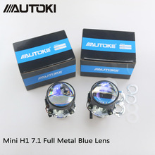 AUTOKI-miniproyector de faros delanteros para coche, Bombillas H1 de 2,5 pulgadas, HID, Bi xenon, lente azul, reequipamiento DIY, H7, H4 2024 - compra barato