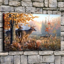 Tela de impressões arte de parede poster, 1 peça, floresta, branco, cervo, pintura de paisagem, sala de estar, animais, imagens, decoração de casa, quadro 2024 - compre barato