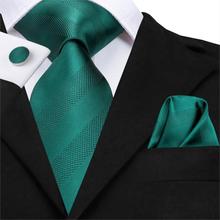 C-3126 Hi-Tie Luxury Silk Men Tie Striped Green Necktie Handkerchief Cufflinks Set Fashion Men's Party Wedding Tie Set 8.5cm 2024 - buy cheap