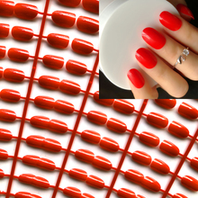 Wholesale UV Gel Cover Candy False Nails Shiny Bright red Round Head Nail Tips Full Wrap gel nail polish Faux ongles DIY 2024 - buy cheap