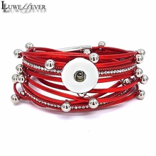 Pulseira de couro genuíno, pulseira da moda com círculo duplo magnético 298, ideal para pulseiras com botão de pressão de 18mm, joias para mulheres, presente 39cm 2024 - compre barato