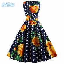 Women Summer Floral Dress 2018 50s 60s Vintage Casual Elegant Print O Neck Party Work Office Dress Retro Rockabilly Vestidos 2024 - buy cheap