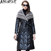 AYUNSUE Real Sheepskin Coat Women 2020 Long Winter Genuine Leather Jacket Womens Down Jackets Natural Mink Fur Collar CJX0098B 2024 - buy cheap