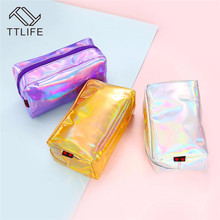 TTLIFE Women Laser Cosmetic Bag Holographic Pencil Case Cosmetic Makeup Pouch Storage Zipper Purse Bag Toiletry Cases For Travel 2024 - buy cheap