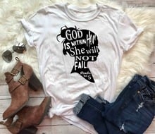 God is within her she will not fail. Psalm Bible verse tee Christian top girl funny cute graphic religion tumblr street tee top 2024 - buy cheap