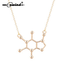 Cxwind Charm Caffeine Molecule Necklace Structure Chemistry for Women Men Necklaces Small Pendant Long Chain Necklace Jewelry 2024 - buy cheap