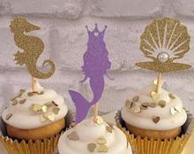 glitter under the sea Ariel cupcake toppers sea animal Birthday wedding bridal shower baby shower party foodtoothpicks 2024 - buy cheap