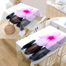 Stone And Flower-mantel de mesa personalizado con estampado Oxford, Rectangular cubierta impermeable a prueba de aceite, mantel cuadrado para boda 2024 - compra barato