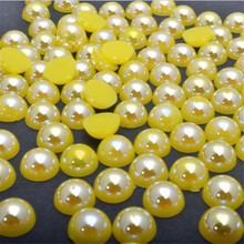 Loose 1.5mm-12mm  Yellow AB Color DIY Half Round Flatback Pearl Beads ABS Plastic Imitation Half Pearl for Nail Arts Decoration 2024 - buy cheap