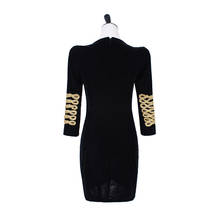 HIGH QUALITY New Fashion 2020 Autumn Winter BAROCCO Designer Dress Women's 3/4 Sleeve Gold Chain Buttons Velvet Dress 2024 - buy cheap