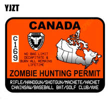 YJZT 13.1x9.7cm ZOMBIE Hunting Permit Canada Funny Motorcycle Car Sticker Retro-reflective Decals C1-8062 2024 - buy cheap