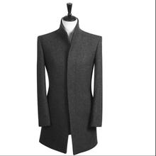 Korean casual woolen coat men trench coats long sleeves overcoat mens cashmere coat casaco masculino stand collar england grey 2024 - buy cheap