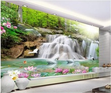 Papel pintado de habitación 3d mural personalizado en la pared paisaje cascada Cisne romántico belleza decoración del hogar papel tapiz para paredes 3 d 2024 - compra barato