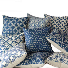 Army Blue Geometry Cushion Cover Home Car decorative throw pillows New Arrival Funda Cojines wave coussin custom Almofada 2024 - buy cheap