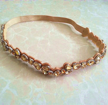 New sparkly champagne acrylic beads handmade shining gems boho headband for wedding party headband+PP 2024 - buy cheap