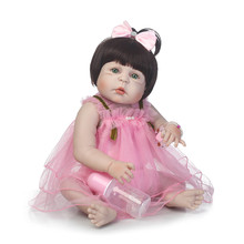 Bebe dolls full body silicone reborn baby dolls 23" baby new born girl toddler dolls for child gift toys bonecas reborn 2024 - buy cheap