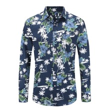Мужская приталенная рубашка с длинным рукавом, Повседневная рубашка с цветочным принтом, размеры S-3XL, лето 2019 2024 - купить недорого