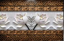 TV backdrop relief carvings of lotus 3d stereoscopic wallpaper 3d wallpaper flower wall murals wallpaper 2024 - buy cheap